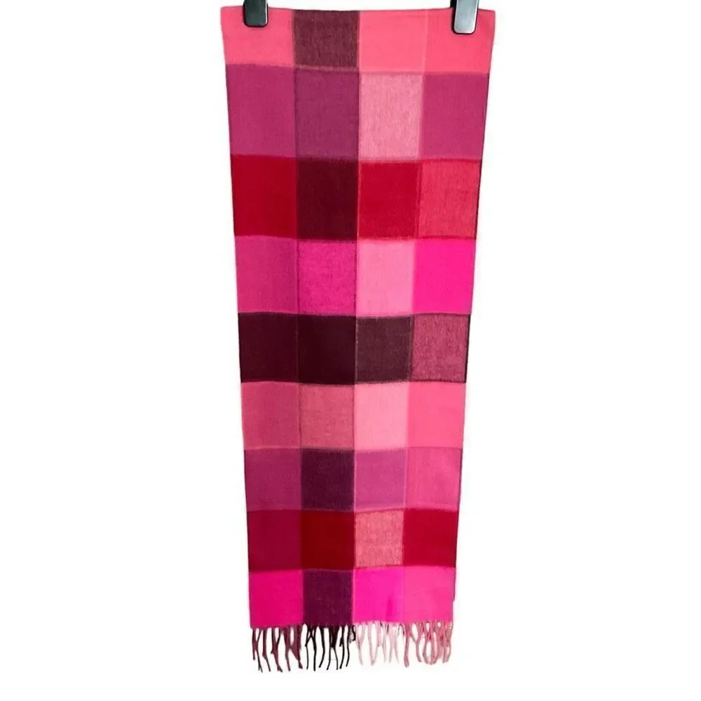 Cashmink Scarf Fringe Edge Acrylic Pink Purple Square Weave Width 12” Length 71”